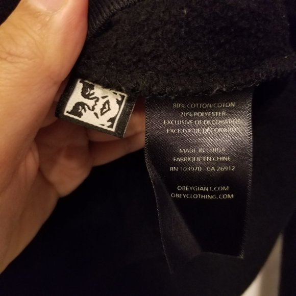 Women Obey Propaganda Hoodie Small Black Warm Simple Basic Logo Design - Picture 6 of 8